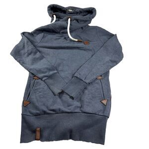 Naketano Hoodie Blue Women's Medium Brave New‎ World Pullover Hooded Sweater